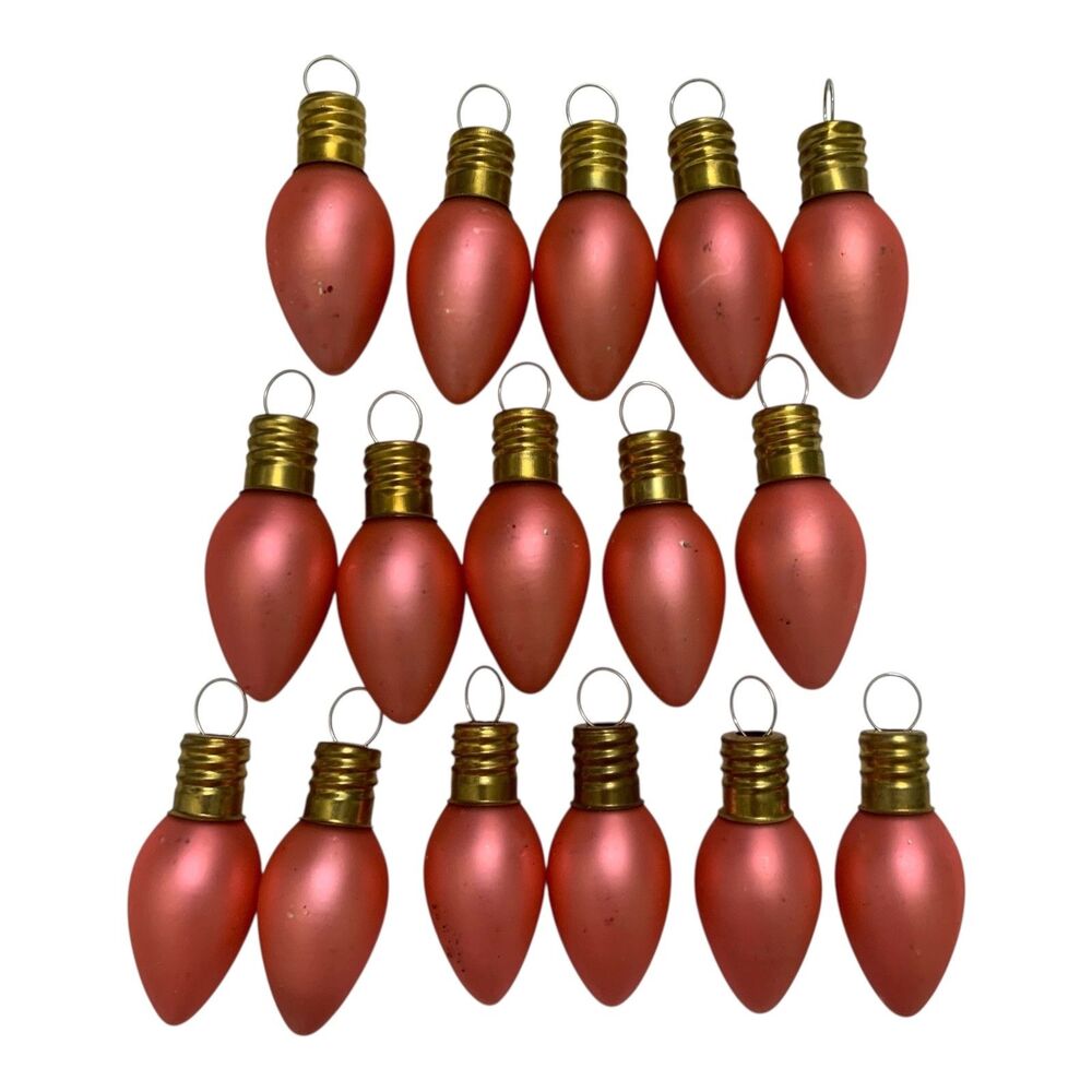 Vintage Pink Frosted Glass Christmas Ornament Light Bulbs 16 Glossy 2.25 in.